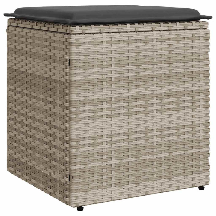havestole med hynder 2 stk. 40x40x43 cm polyrattan lysegrå