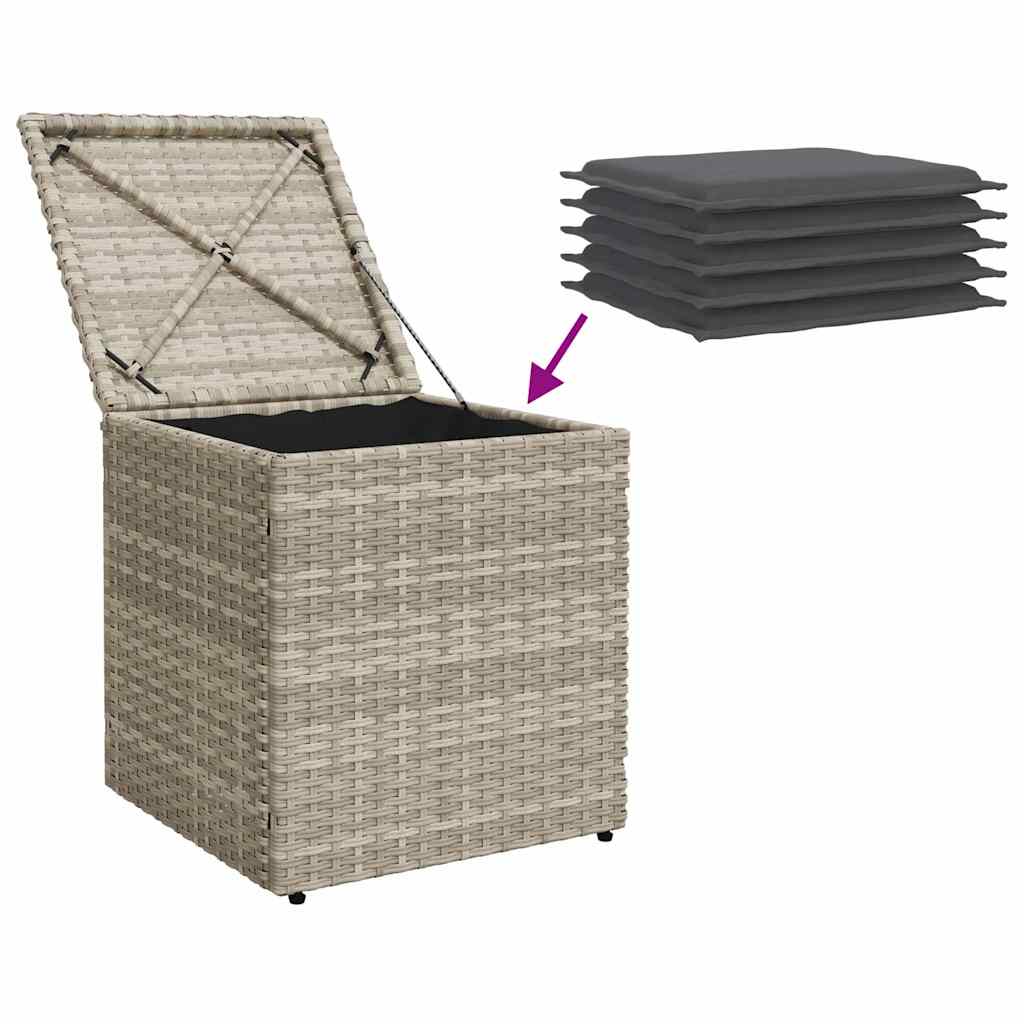 havestole med hynder 2 stk. 40x40x43 cm polyrattan lysegrå