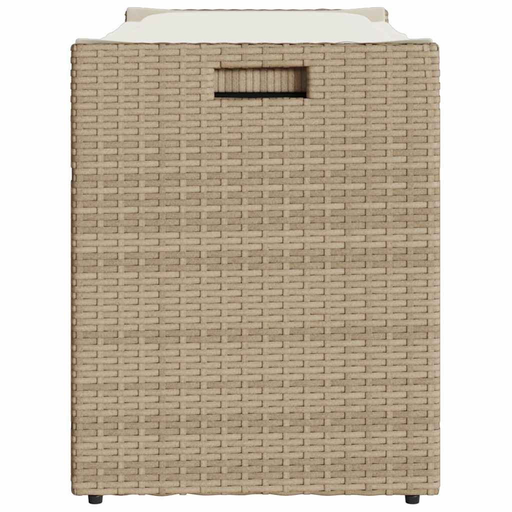 udendørs opbevaringsbænk med hynde 100 cm polyrattan beige
