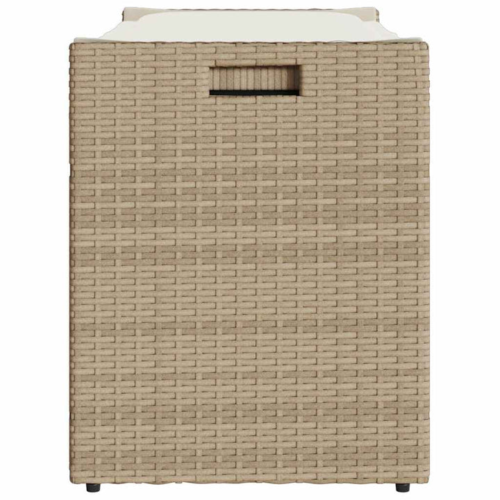 udendørs opbevaringsbænk med hynde 100 cm polyrattan beige