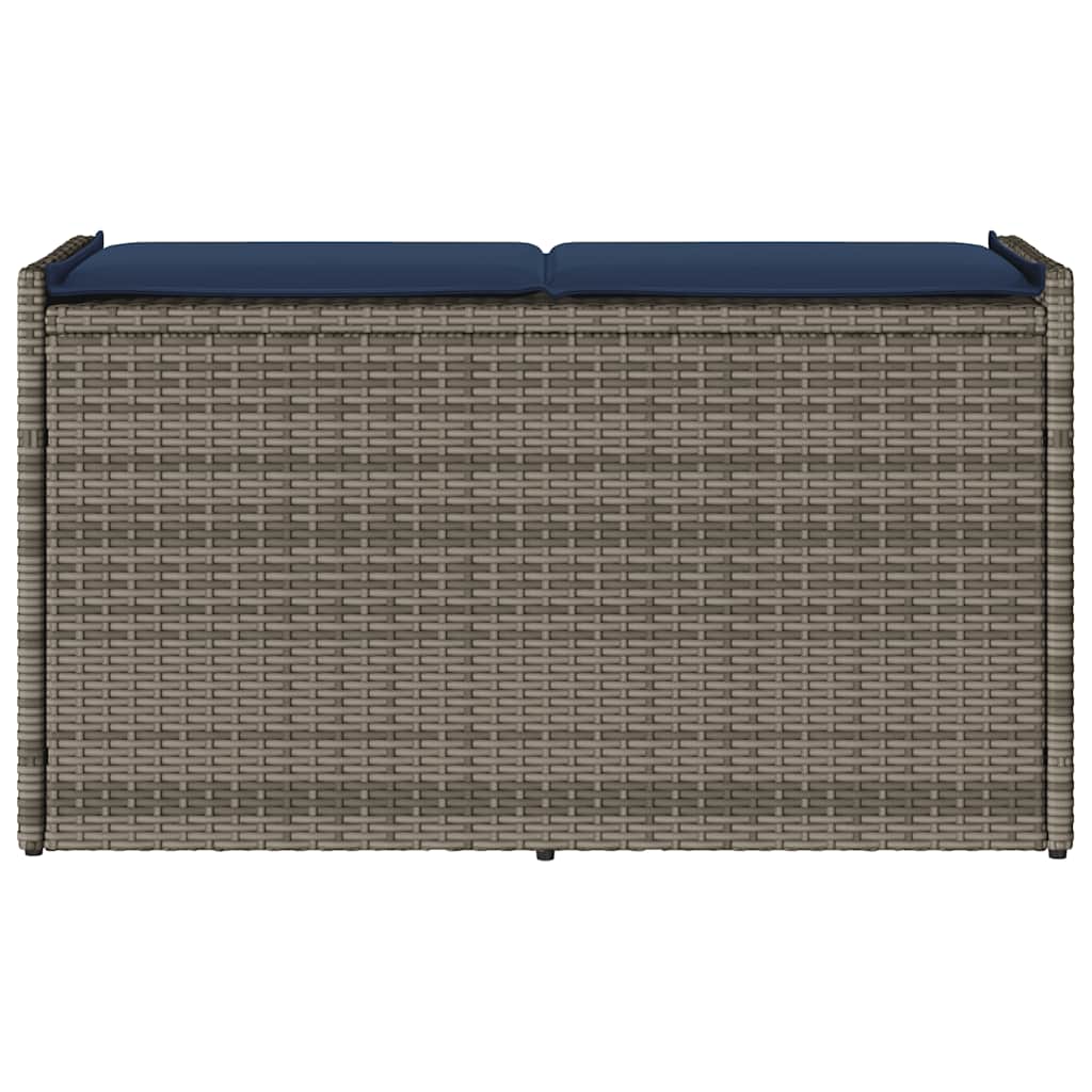 udendørs opbevaringsbænk med hynde 100 cm polyrattan grå