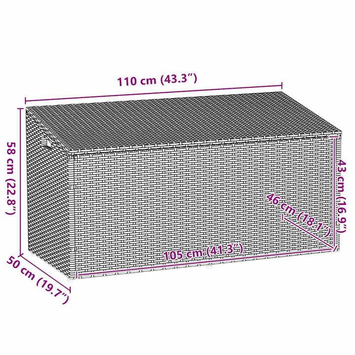 opbevaringskasse til haven beige 110x50x58 cm polyrattan
