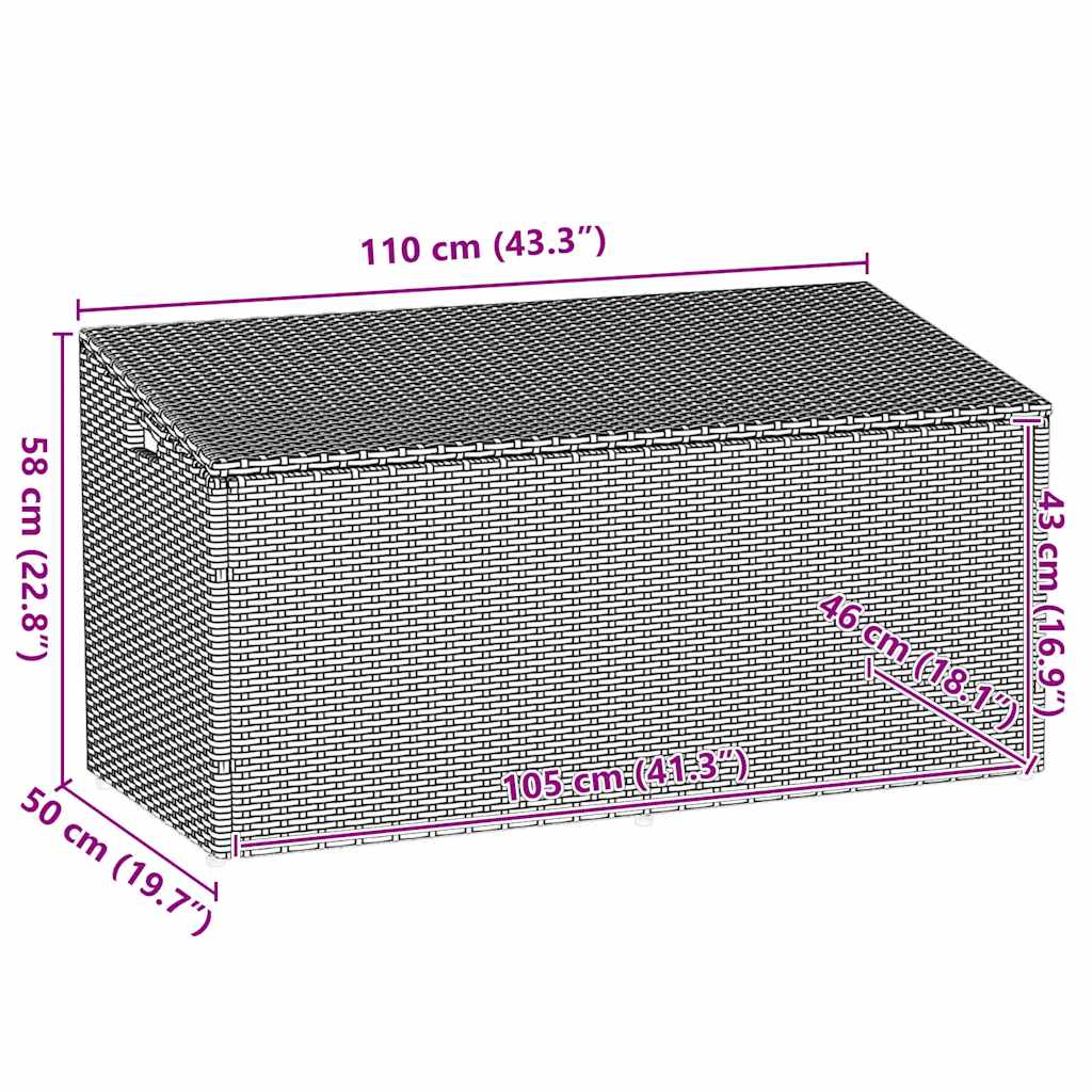 opbevaringskasse til haven 110x50x58 cm polyrattan lysegrå