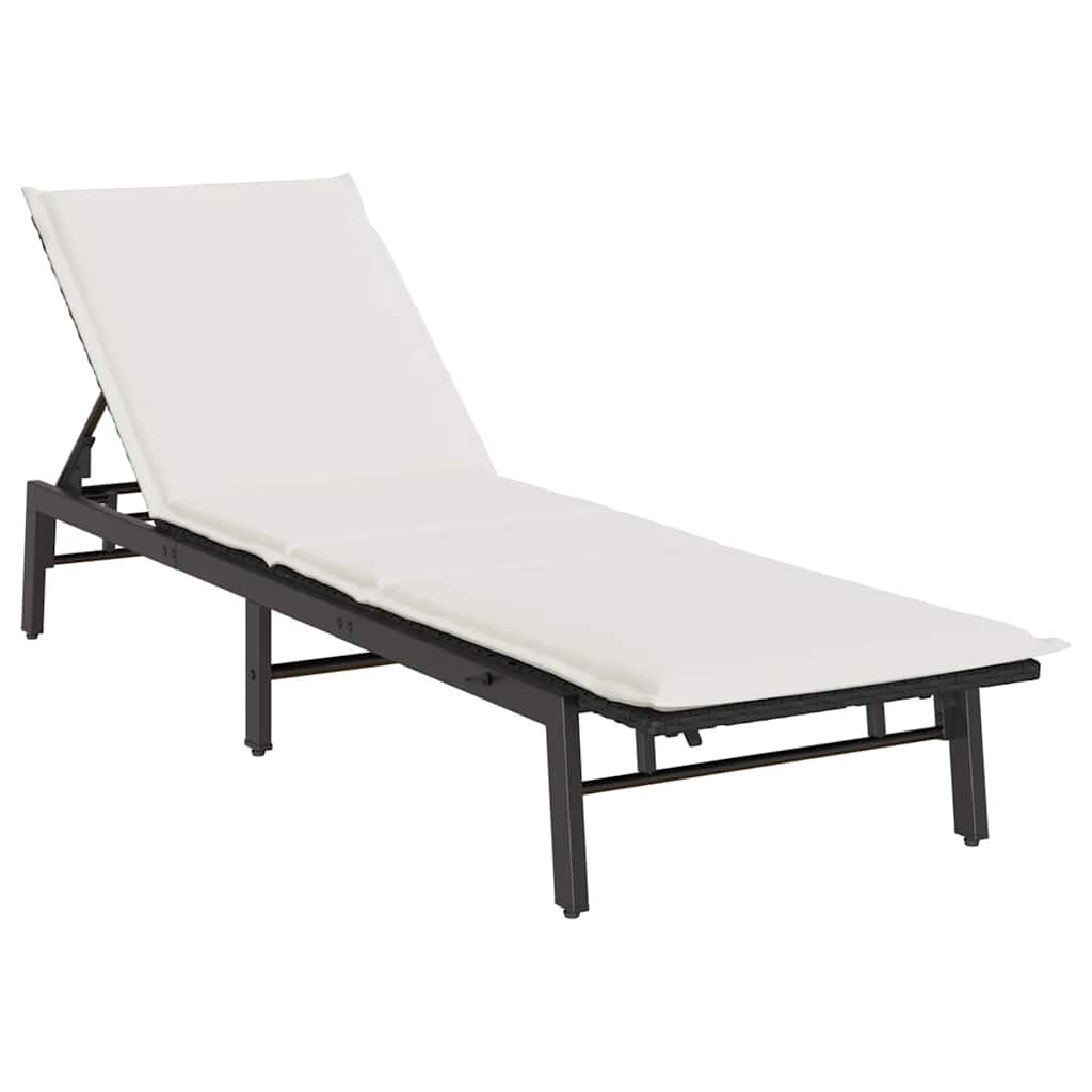 liggestol med hynde polyrattan sort
