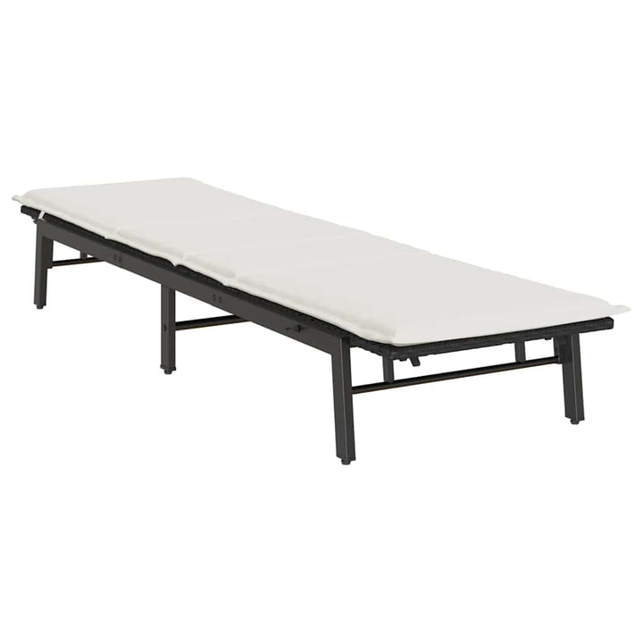 liggestol med hynde polyrattan sort