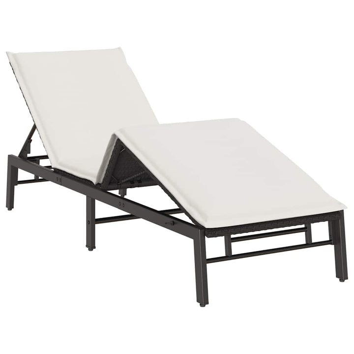 liggestol med hynde polyrattan sort