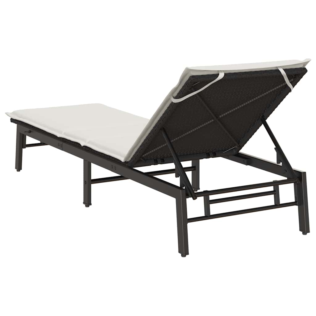 liggestol med hynde polyrattan sort