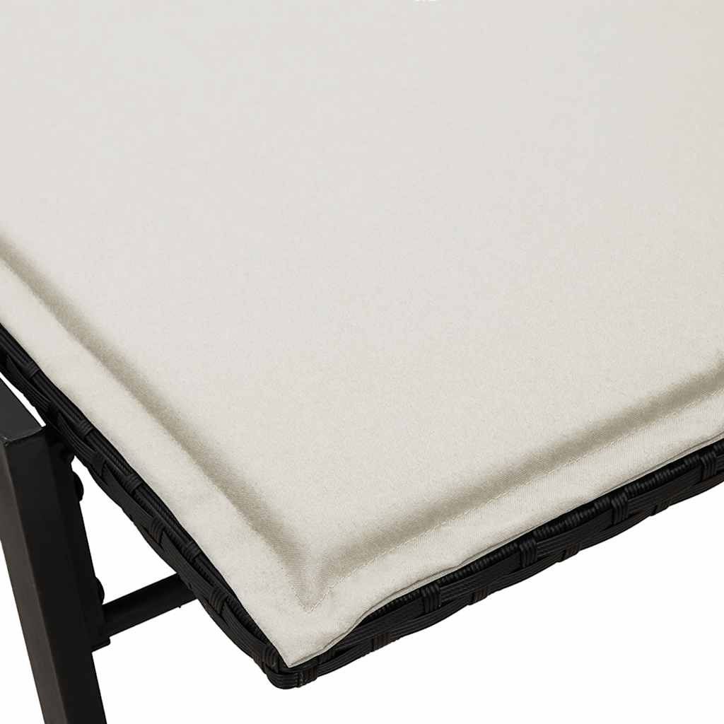 liggestol med hynde polyrattan sort