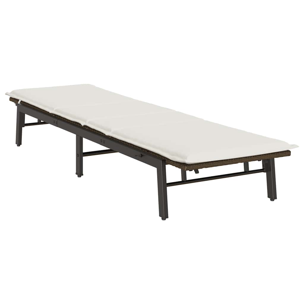 liggestol med hynde polyrattan brun