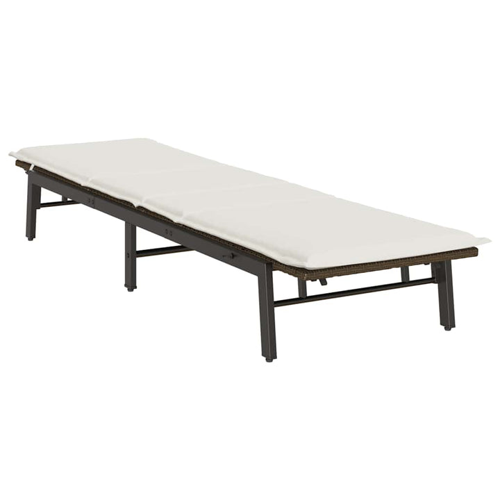 liggestol med hynde polyrattan brun