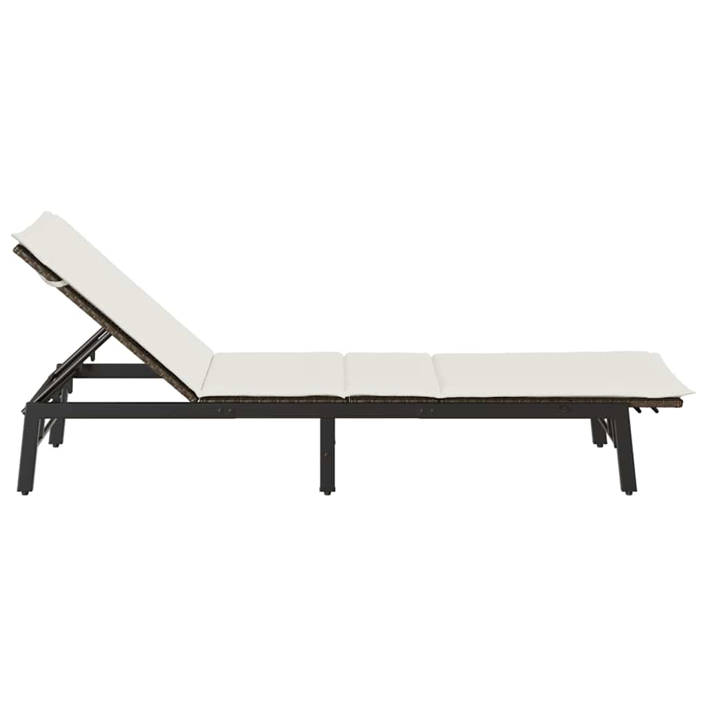 liggestol med hynde polyrattan brun