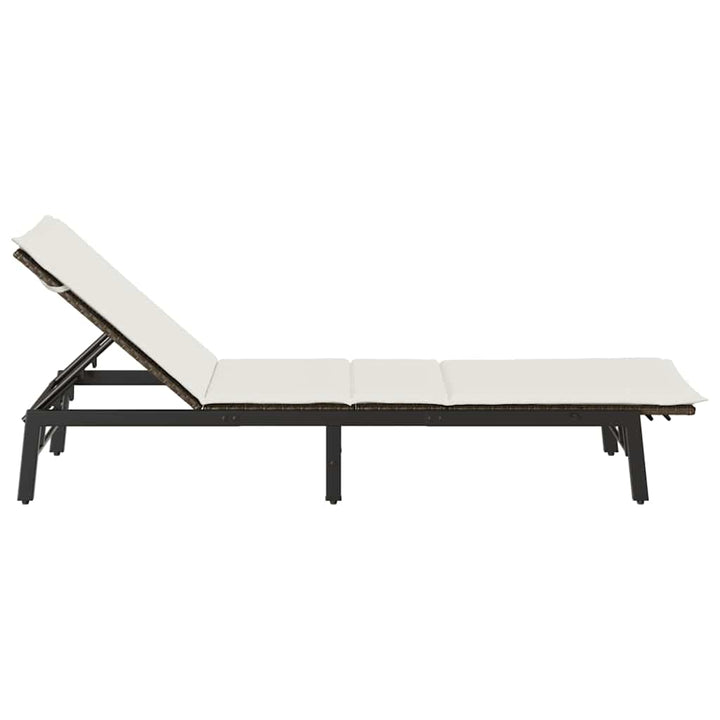 liggestol med hynde polyrattan brun