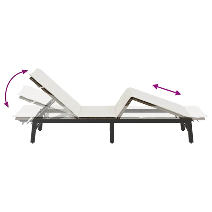 liggestol med hynde polyrattan brun
