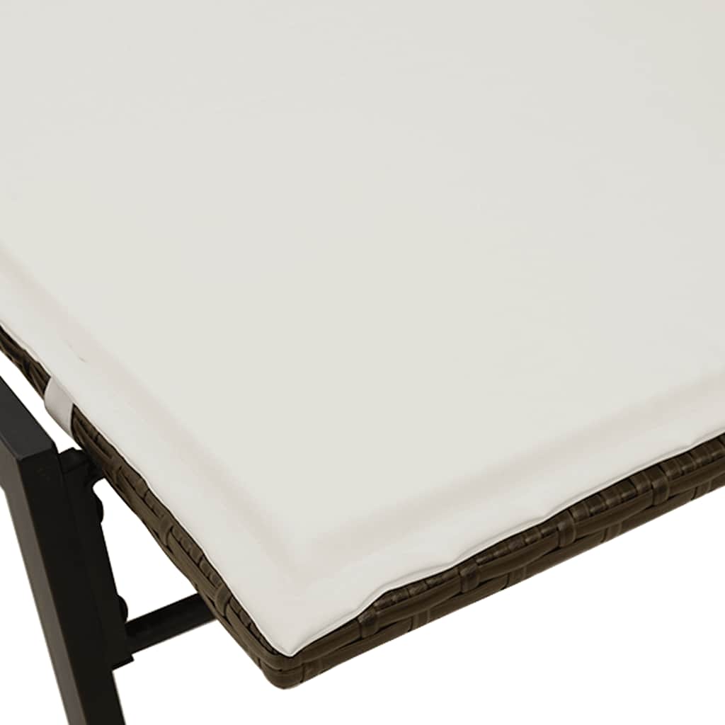 liggestol med hynde polyrattan brun