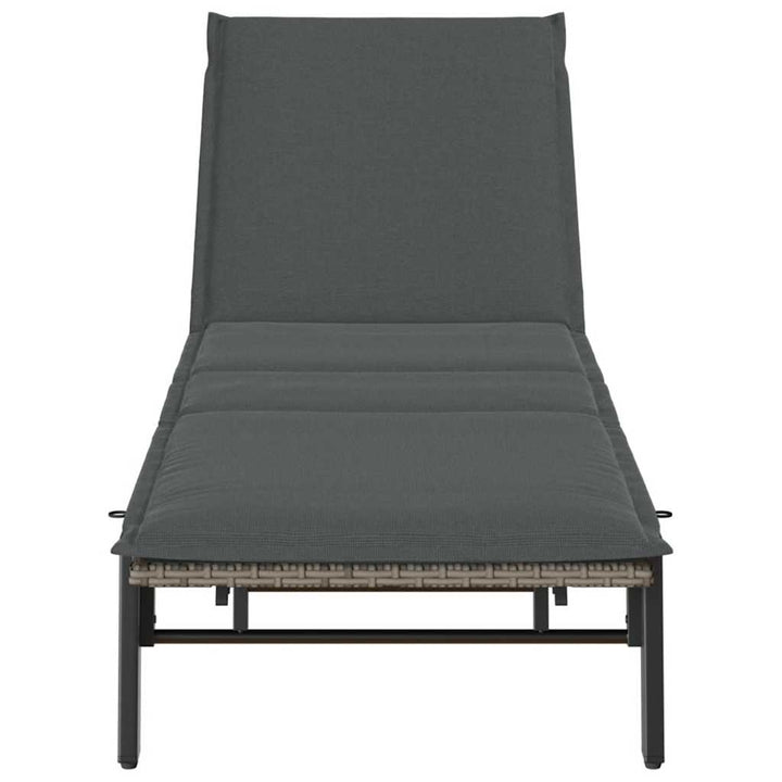 liggestol med hynde polyrattan grå