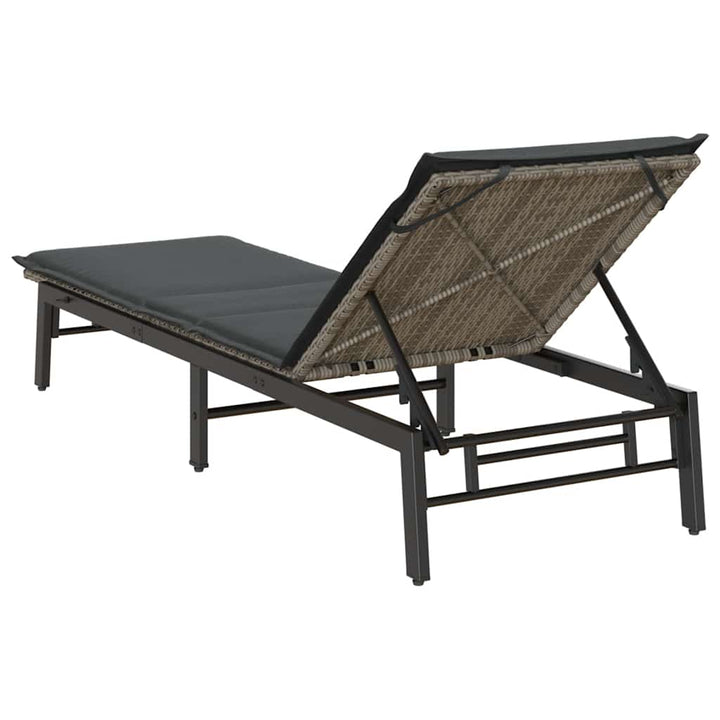 liggestol med hynde polyrattan grå