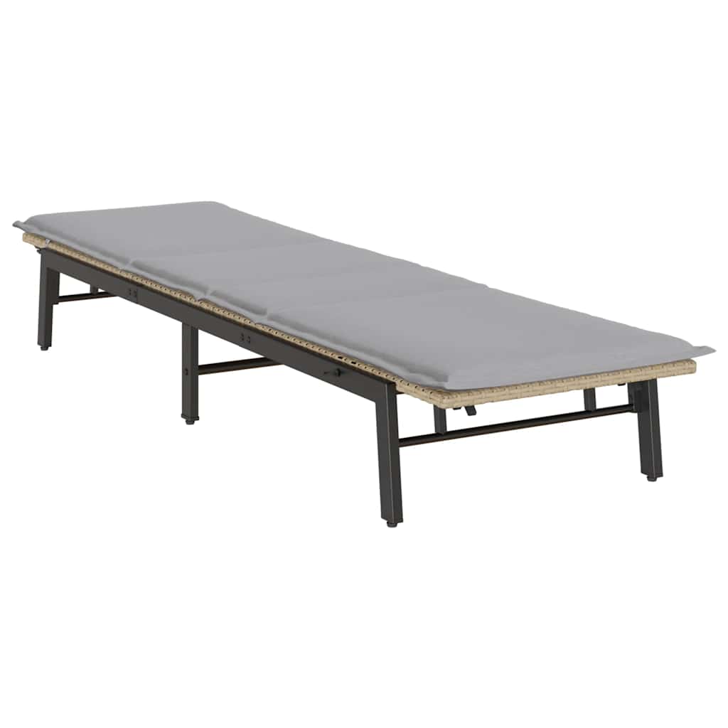 liggestol med hynde polyrattan beige