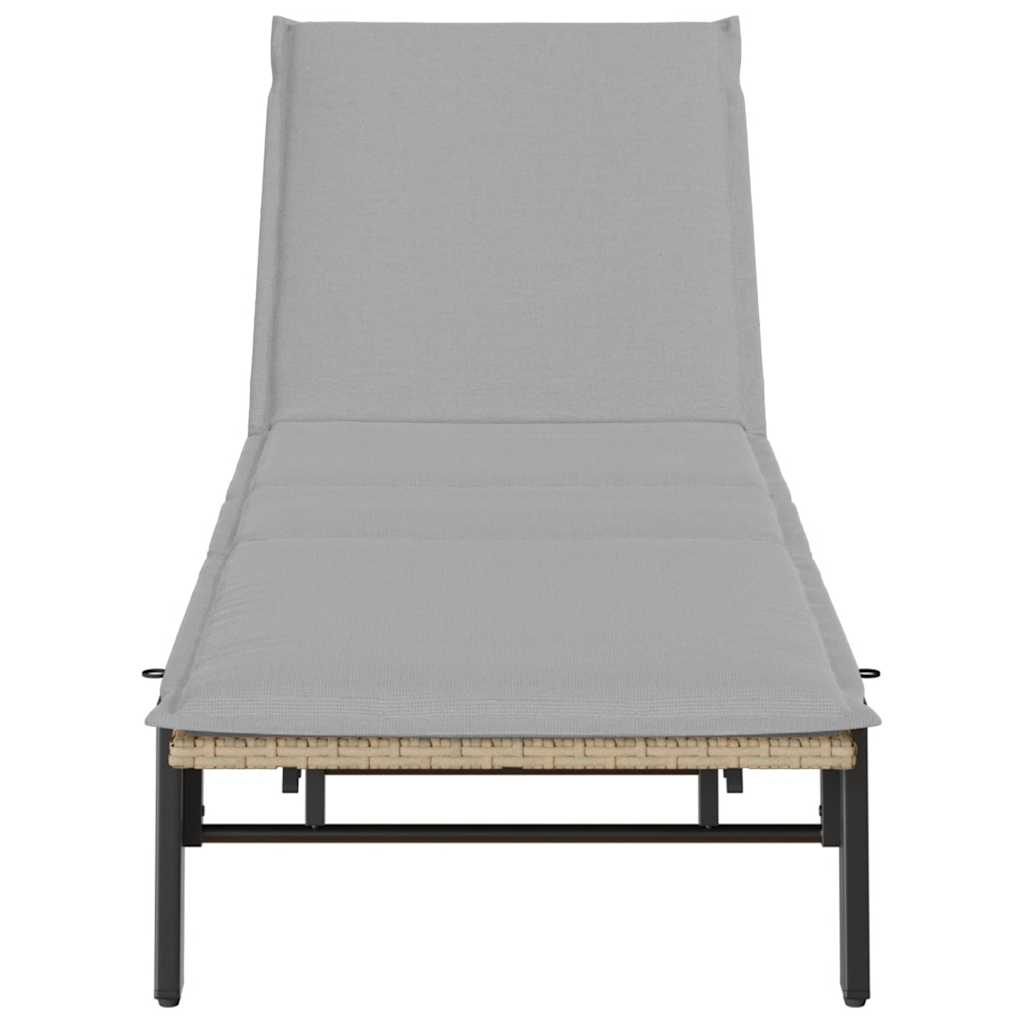 liggestol med hynde polyrattan beige