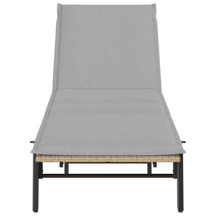 liggestol med hynde polyrattan beige