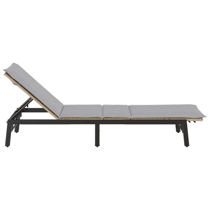 liggestol med hynde polyrattan beige