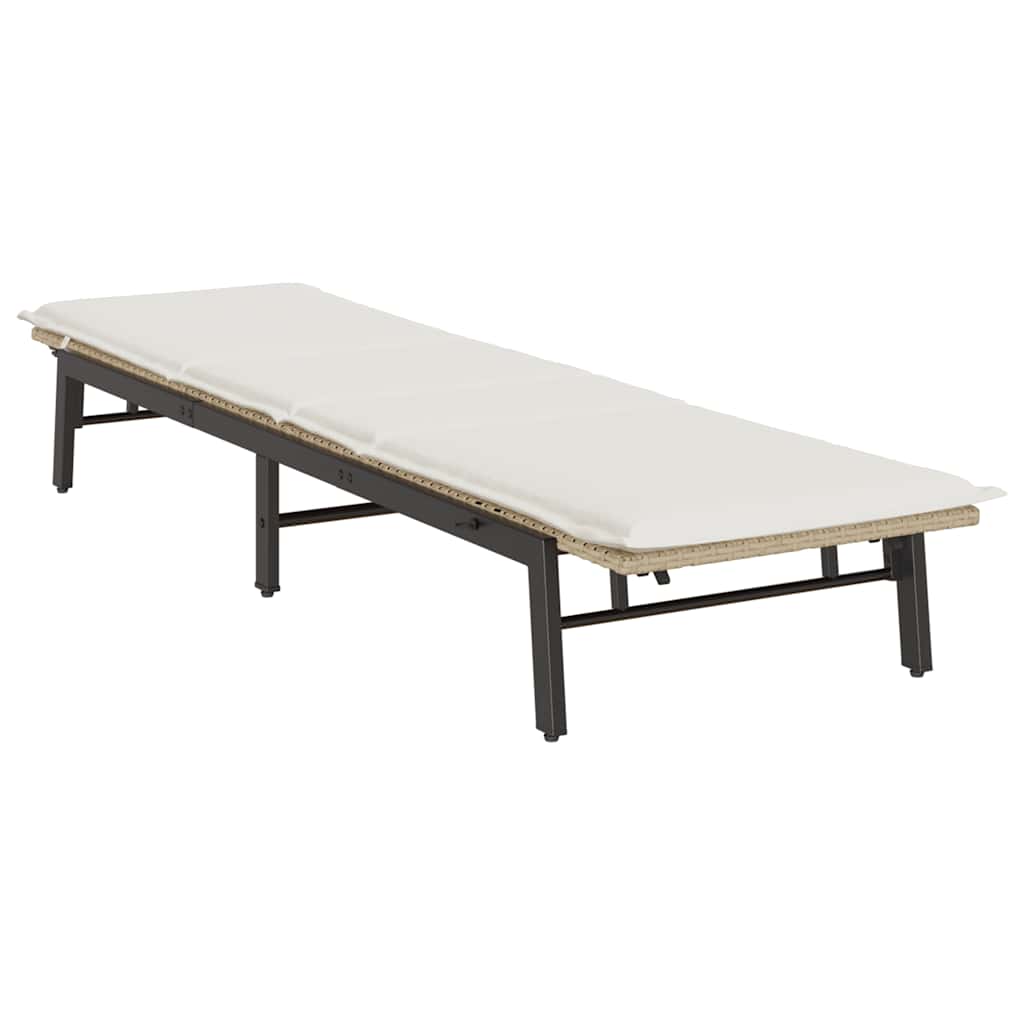 liggestol med hynde polyrattan beige