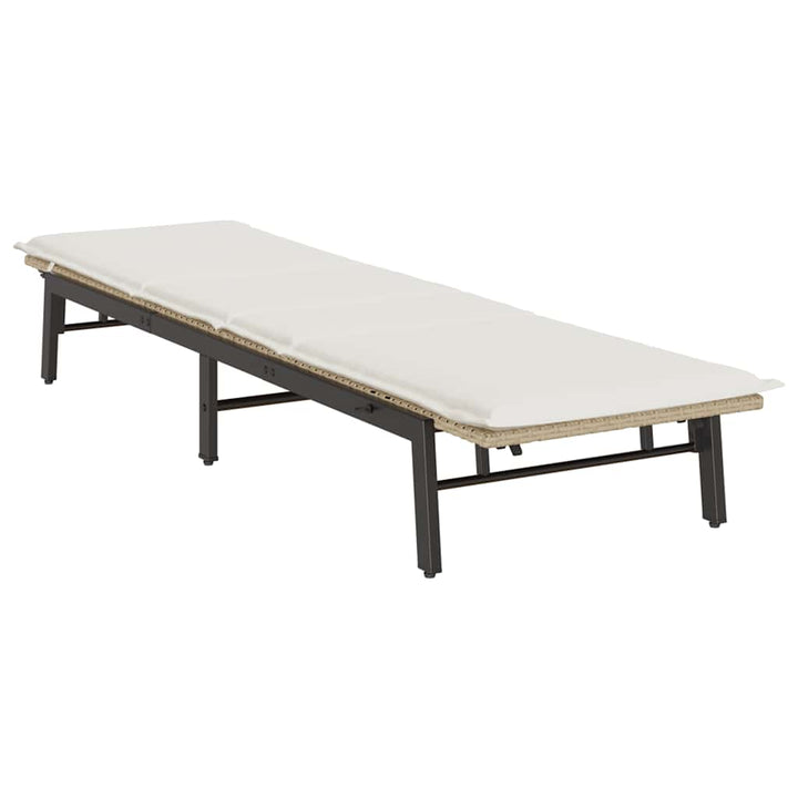 liggestol med hynde polyrattan beige