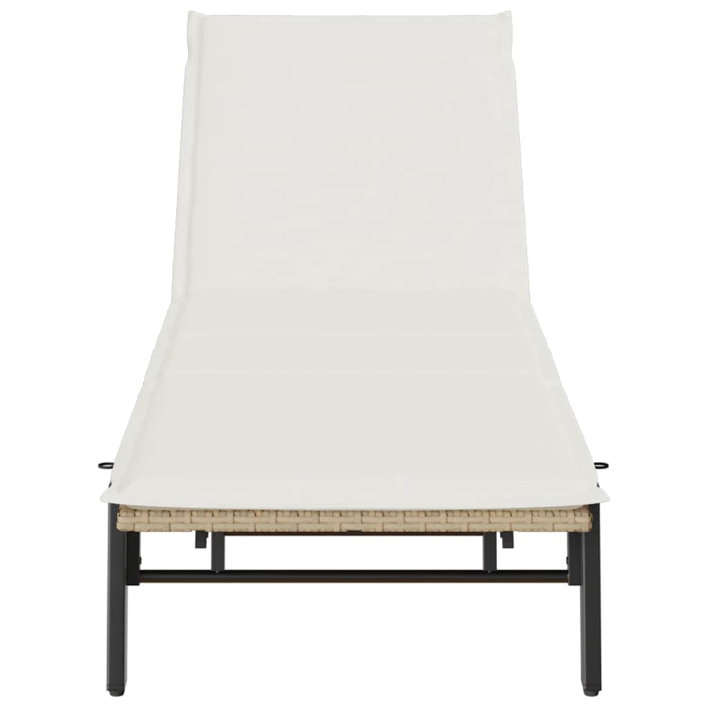 liggestol med hynde polyrattan beige