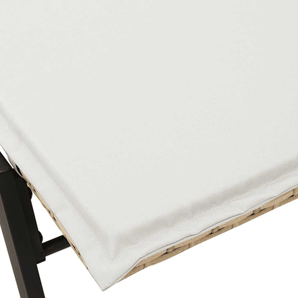 liggestol med hynde polyrattan beige