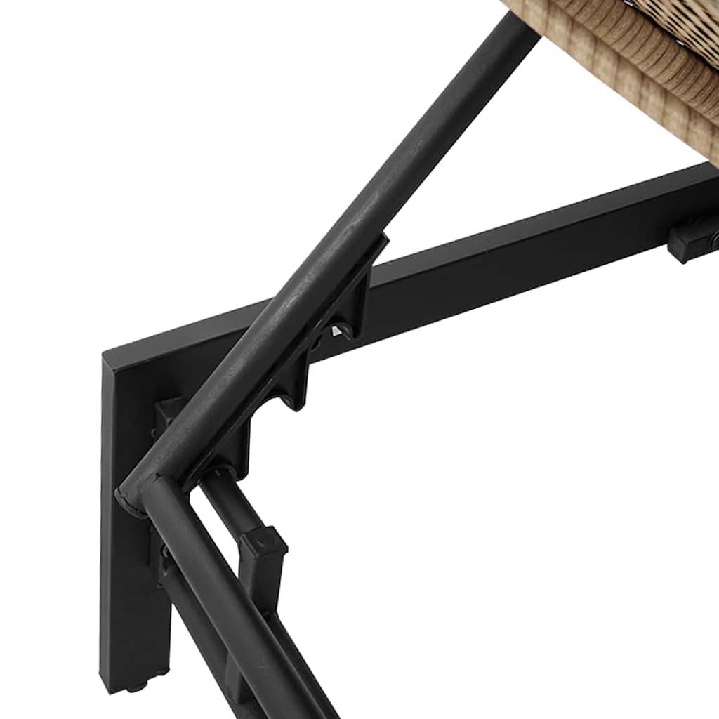 liggestol med hynde polyrattan beige