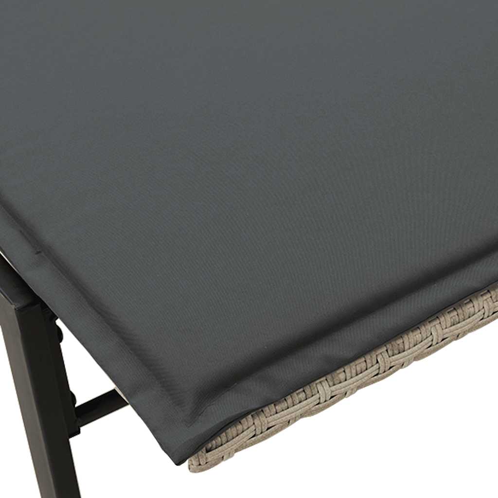 liggestol med hynde polyrattan lysegrå