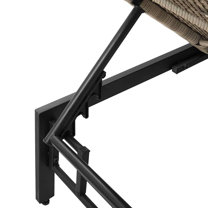 liggestol med hynde polyrattan lysegrå