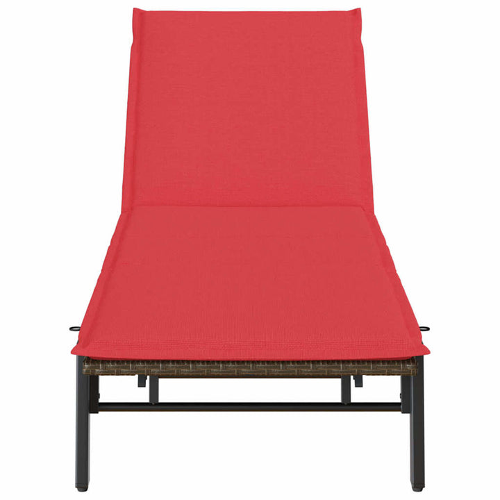 liggestol med hynde polyrattan brun