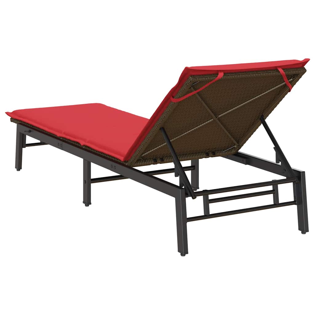 liggestol med hynde polyrattan brun