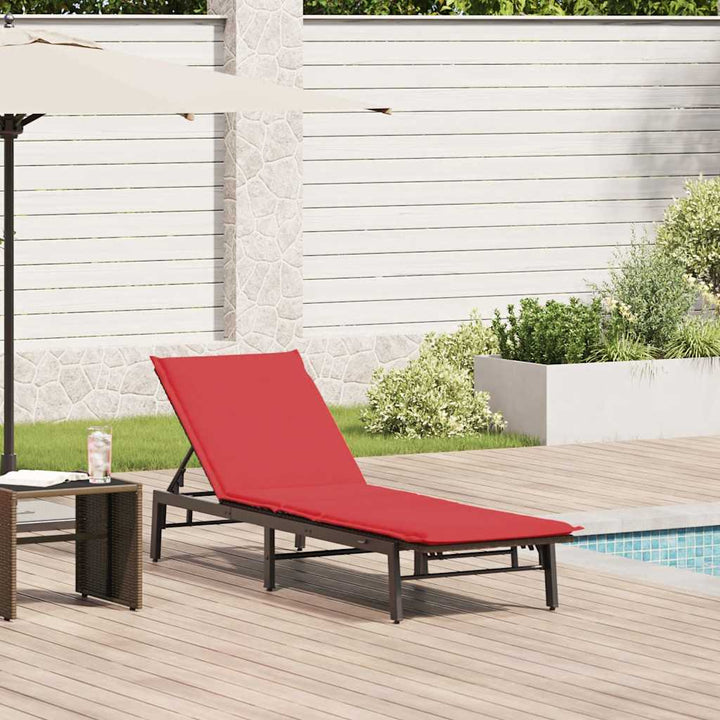 liggestol med hynde polyrattan brun