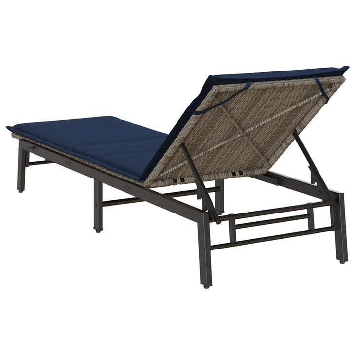 liggestol med hynde polyrattan grå
