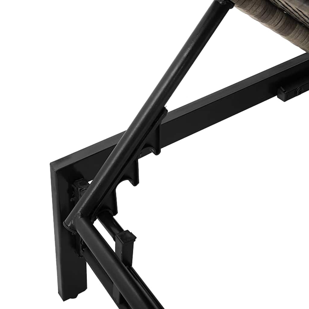 liggestol med hynde polyrattan grå