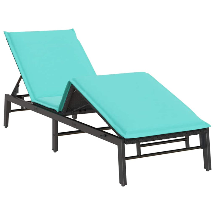 liggestol med hynde polyrattan sort