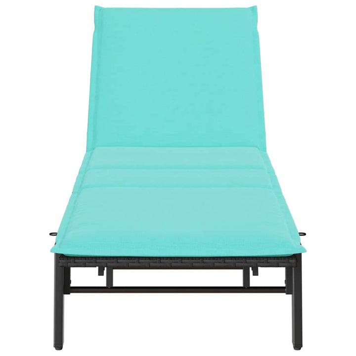 liggestol med hynde polyrattan sort