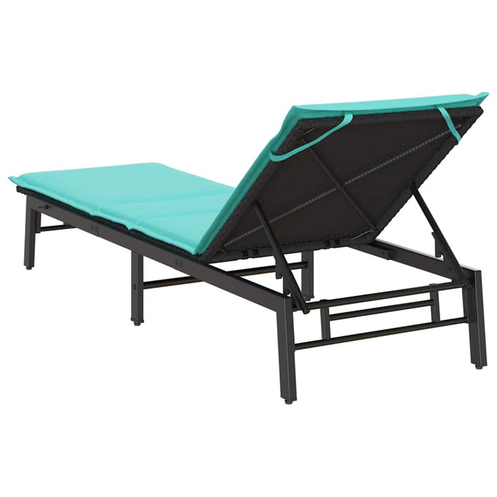 liggestol med hynde polyrattan sort