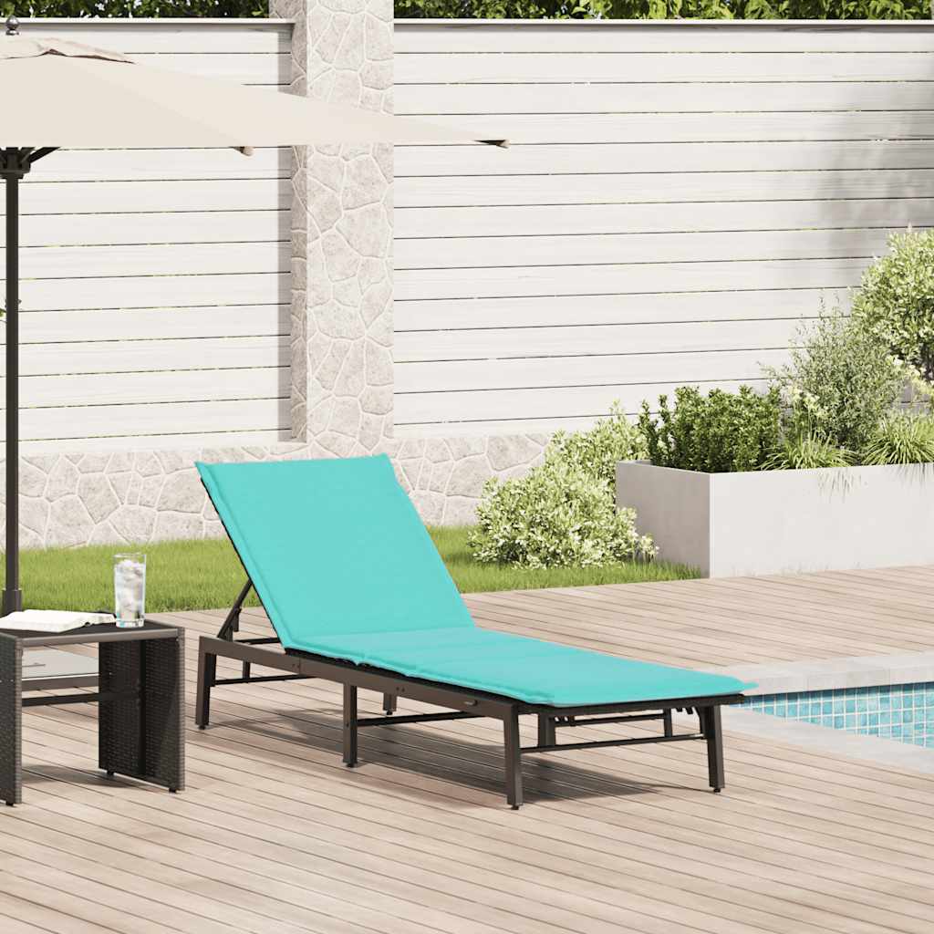 liggestol med hynde polyrattan sort