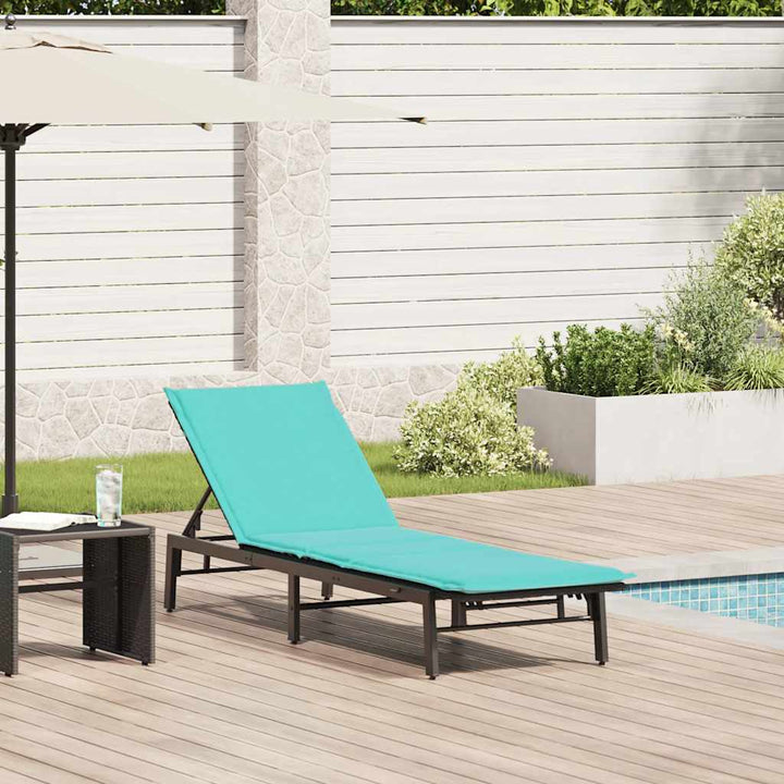 liggestol med hynde polyrattan sort