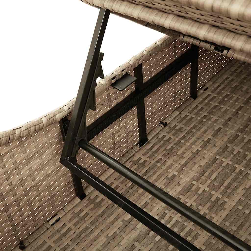 sammenklappelig solseng med hynde & opbevaring polyrattan beige