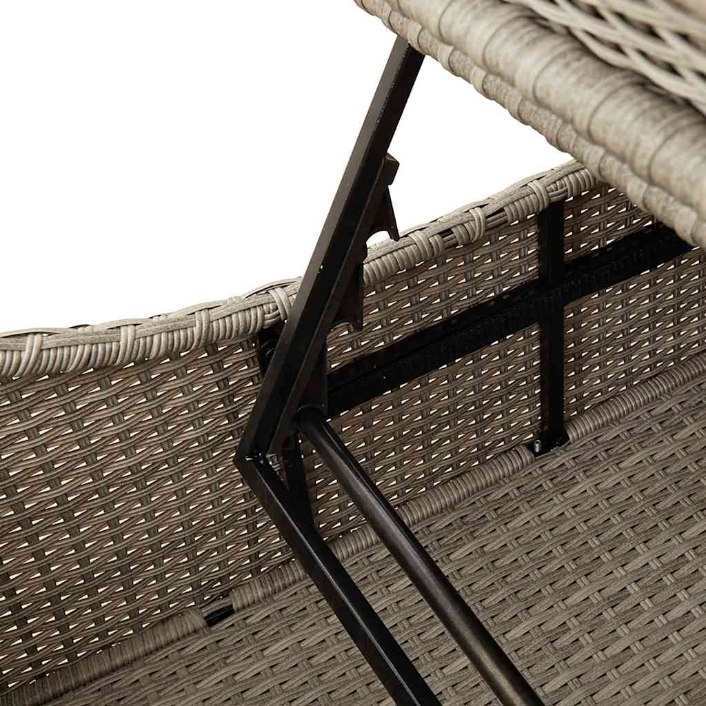 sammenklappelig solseng med hynde og opbevaring polyrattan