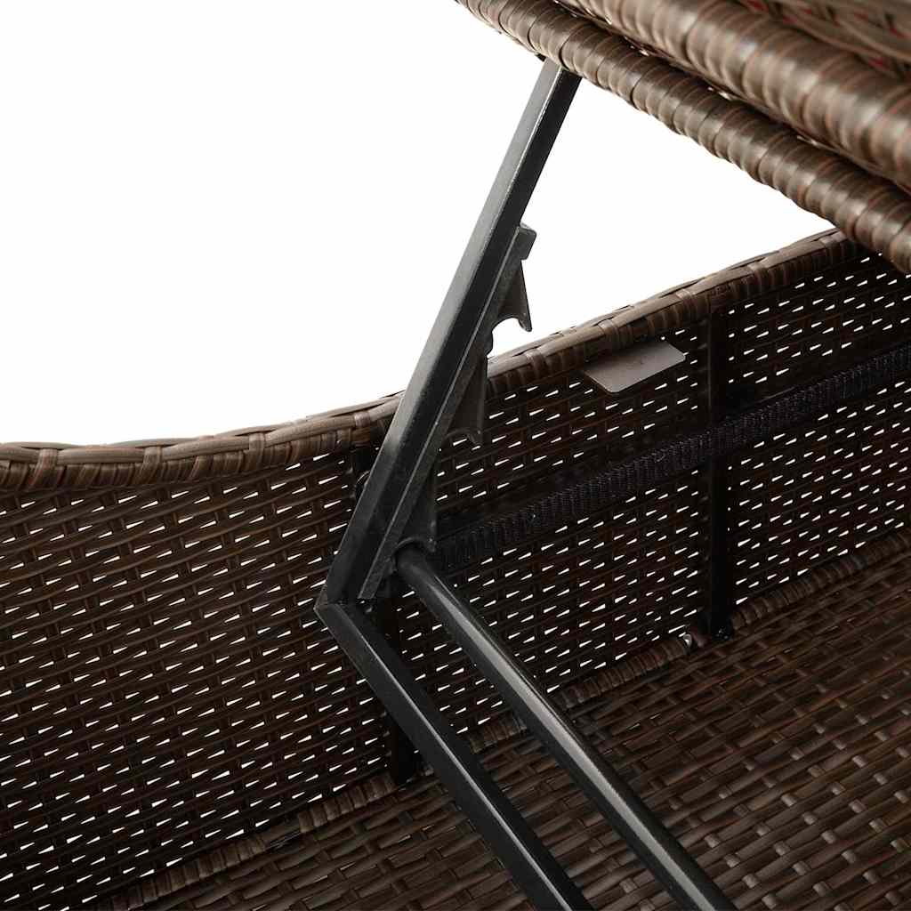 sammenklappelig solseng med hynde og opbevaring polyrattan brun
