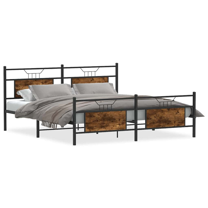 sengeramme uden madras 183x213 cm metal røget egetræsfarve