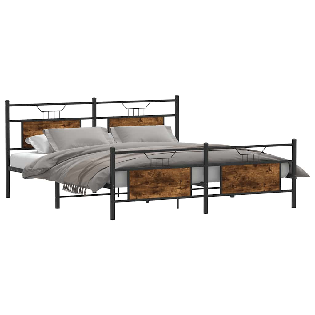sengeramme uden madras 183x213 cm metal røget egetræsfarve