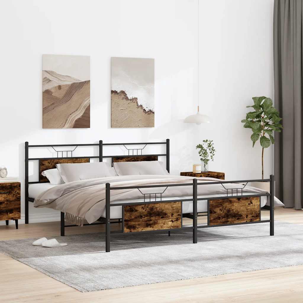 sengeramme uden madras 183x213 cm metal røget egetræsfarve