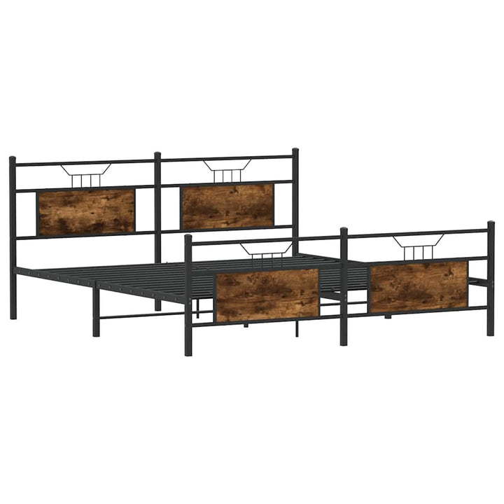 sengeramme uden madras 183x213 cm metal røget egetræsfarve