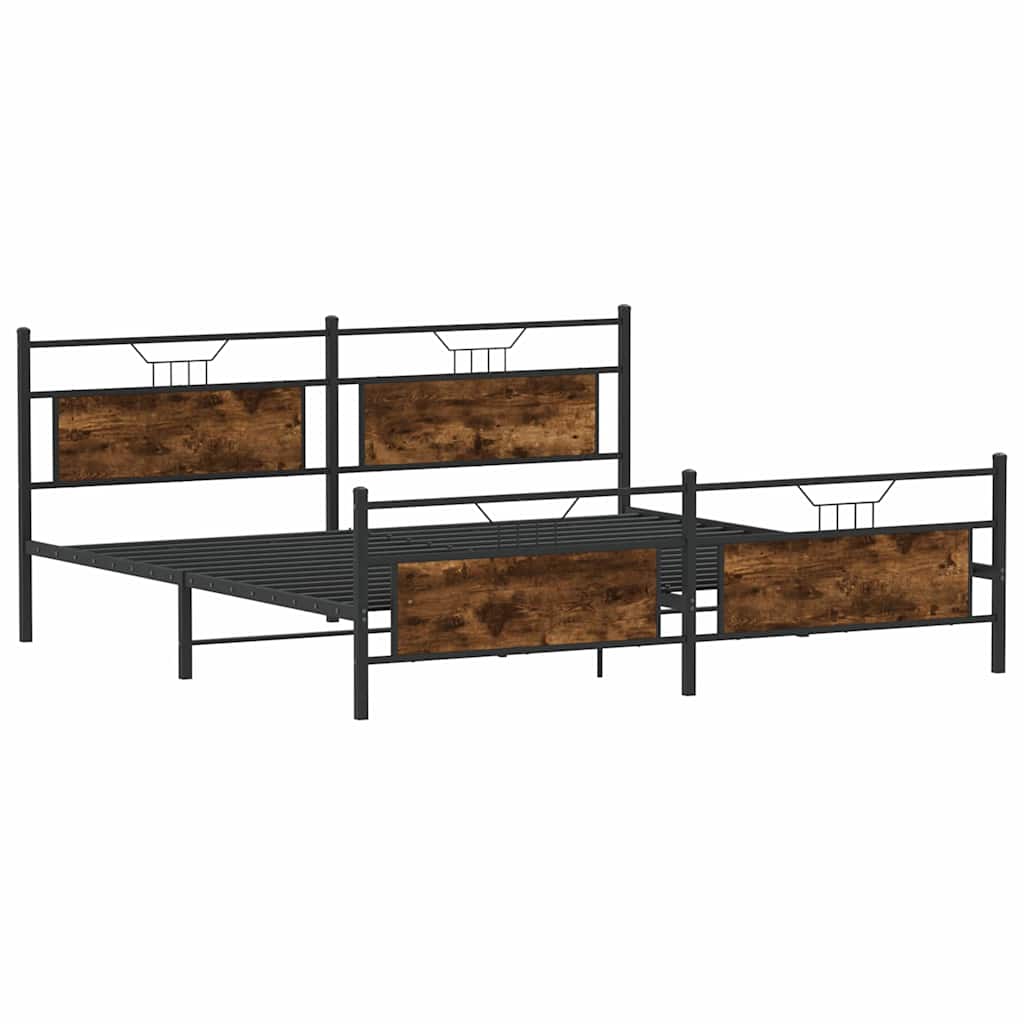sengeramme uden madras 193x203 cm metal røget egetræsfarve