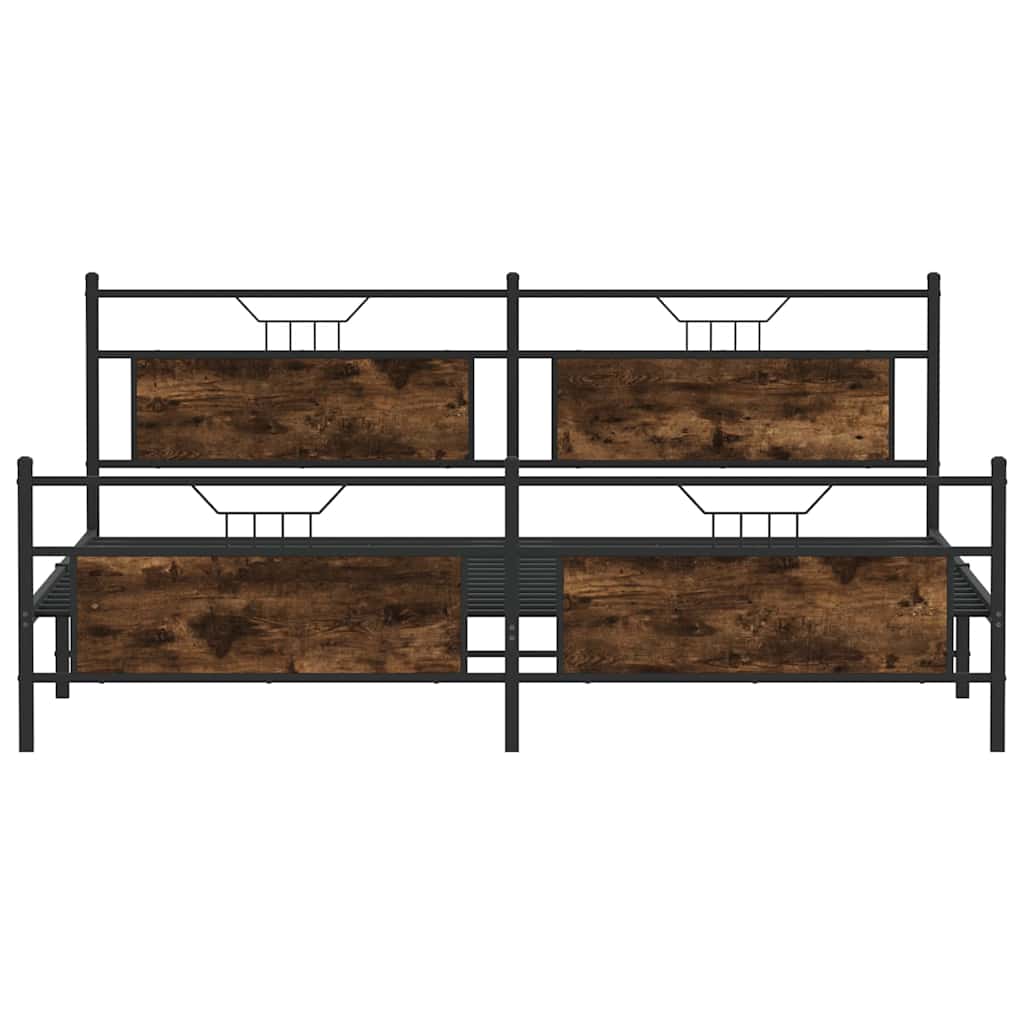 sengeramme uden madras 193x203 cm metal røget egetræsfarve